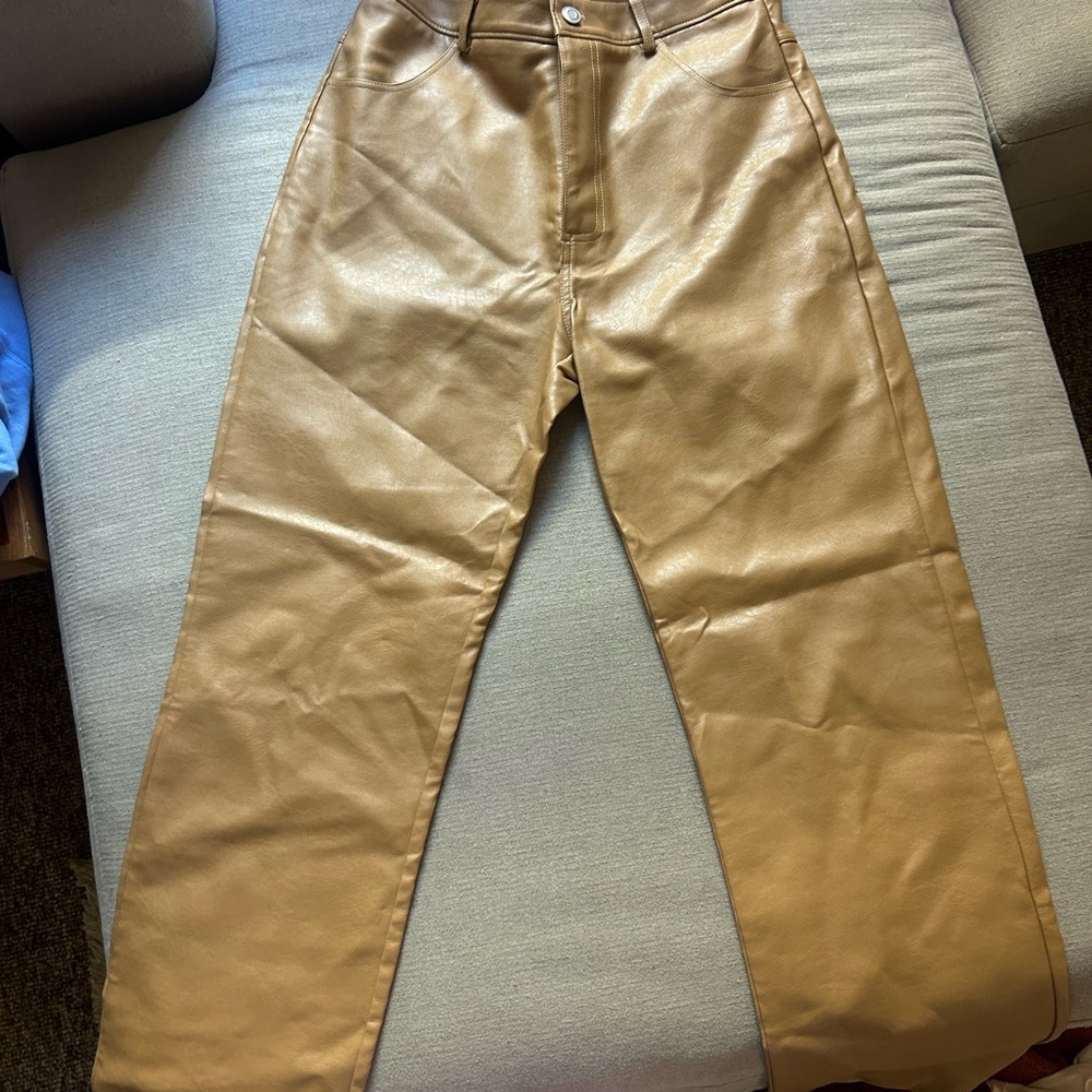 Beige by ECI Camel Vegan Leather Pants